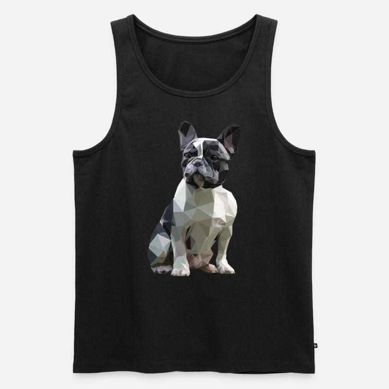 Bouledogue français Low Poly Design - Débardeur bio Premium Homme - noir