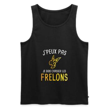 Chasseur de frelons / Insecte / J'peux pas humour - Débardeur bio Premium Homme - noir - Devant - Michal (187cm)