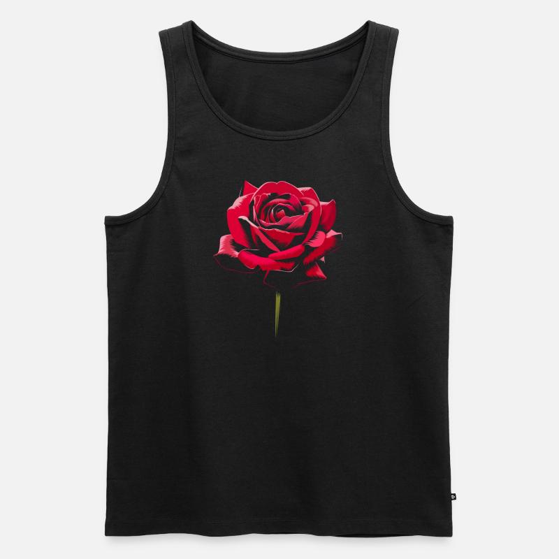 Rosa Blume - Männer Premium Bio Tank Top - Schwarz