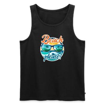 Beach please! - Männer Premium Bio Tank Top - Schwarz - Vorne - AI Model Male 178 light (178cm)