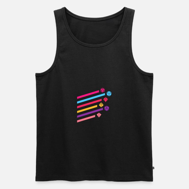 Synthwave Buntes Polyeder-D20-Würfelset - Männer Premium Bio Tank Top - Schwarz