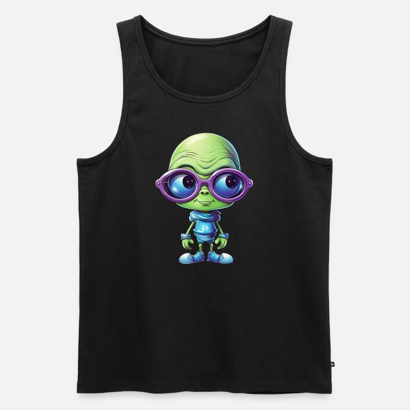 Nerdiges Alien mit Brille - Männer Premium Bio Tank Top - Schwarz