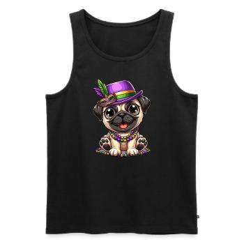 Carlin comique de Mardi Gras - Débardeur bio Premium Homme - noir - Devant - Michal (187cm)