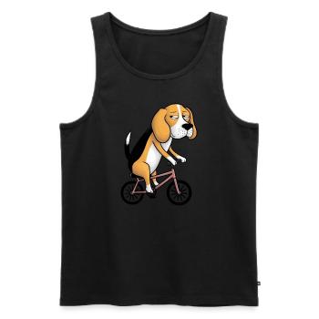 Drôle beagle chien sur le vélo fantaisiste drôle - Débardeur bio Premium Homme - noir - Devant - Michal (187cm)