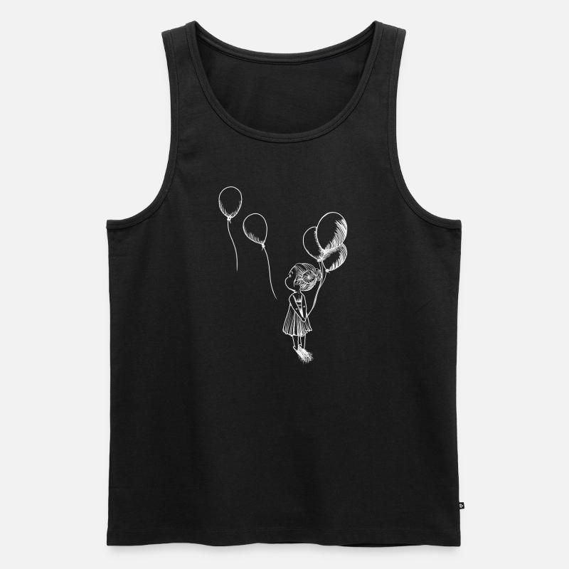 Mädchen mit Luftballons weiß - Männer Premium Bio Tank Top - Schwarz