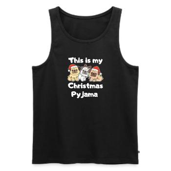 Mops Hunde Weihnachts Schlafanzug - Männer Premium Bio Tank Top - Schwarz - Vorne - Michal (187cm)