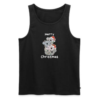 Koala Arbre de Noël Animaux de Noël Koalas - Débardeur bio Premium Homme - noir - Devant - AI Model Male 178 light (178cm)