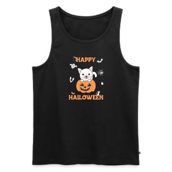 Chat en citrouille chats mignons Joyeux Halloween - Débardeur bio Premium Homme - noir - Devant - Michal (187cm)