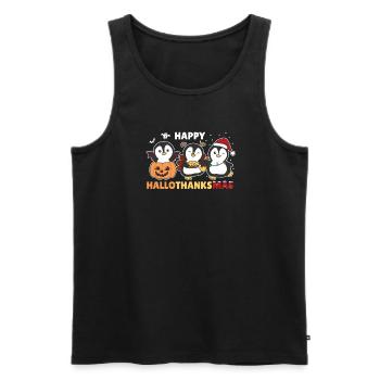 Joyeux Hallothanksmas Pingouins de Noël Pingouin - Débardeur bio Premium Homme - noir - Devant - Michal (187cm)