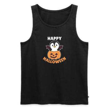 Penguin Happy Halloween Pumpkin Bat Costume - Men's Premium Organic Tank Top - black - Front - Michal (187cm)
