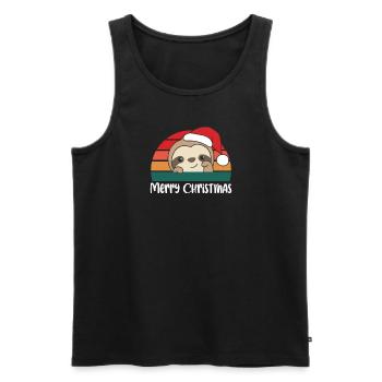 Joyeux Noël Rétro Paresseux Noël - Débardeur bio Premium Homme - noir - Devant - Michal (187cm)