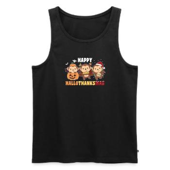 Joyeux Singes de Noël de Hallothanksma - Débardeur bio Premium Homme - noir - Devant - Michal (187cm)