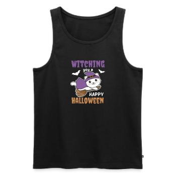 Katze Hexe Hexen Witching you a Happy Halloween - Männer Premium Bio Tank Top - Schwarz - Vorne - AI Model Male 178 light (178cm)