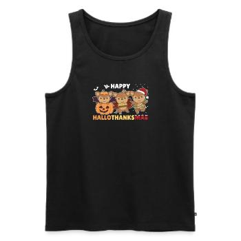 Joyeux Hallothanksmas Cerf cerf de Noël - Débardeur bio Premium Homme - noir - Devant - AI Model Male 178 light (178cm)