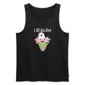 Axolotl Halloween Geist I Scream Eis Wortspiel - Männer Premium Bio Tank Top - Schwarz - Vorne - Michal (187cm)