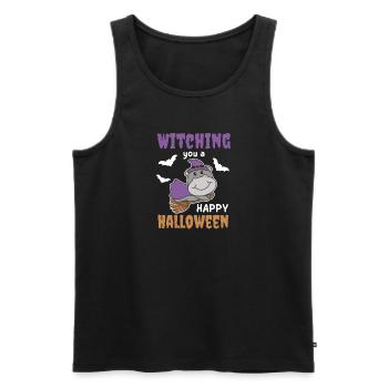 Hippo Hexe Hexen Witching you a Happy Halloween - Männer Premium Bio Tank Top - Schwarz - Vorne - AI Model Male 178 light (178cm)
