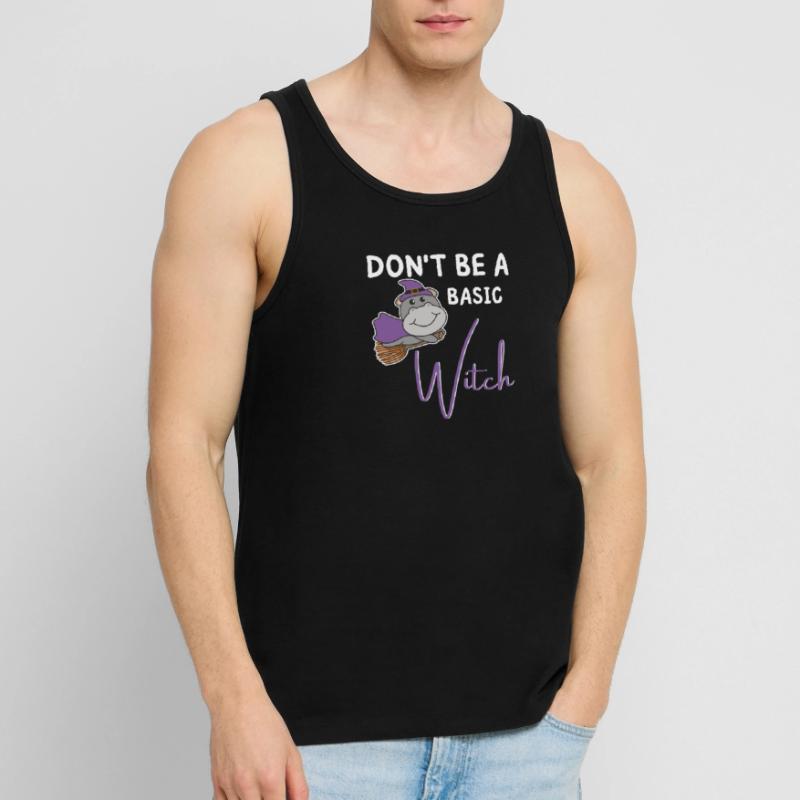 Hippo Halloween Witch Witches don't be a basic witch Men's Premium Organic Tank Top