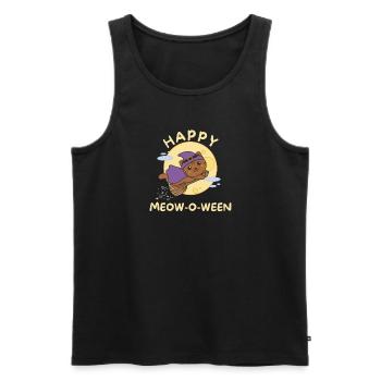Cat Happy Halloween Happy Meow-o-ween - Men's Premium Organic Tank Top - black - Front - AI Model Male 178 light (178cm)
