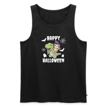 Sloth Happy Halloween T-Rex Mummy Costume - Men's Premium Organic Tank Top - black - Front - Michal (187cm)