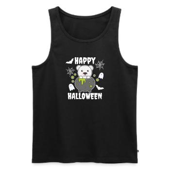 Ours polaire Joyeuse chauve-souris chaudron d’Halloween - Débardeur bio Premium Homme - noir - Devant - Michal (187cm)