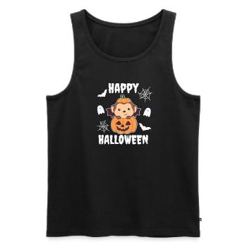 Singe Happy Halloween Costume de chauve-souris de citrouille - Débardeur bio Premium Homme - noir - Devant - Michal (187cm)