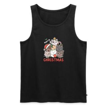 Cat Christmas Tree Merry Christmas - Men's Premium Organic Tank Top - black - Front - Michal (187cm)