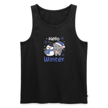 Elefant Hello Winter schneemann schnee weihnachten - Männer Premium Bio Tank Top - Schwarz - Vorne - Michal (187cm)