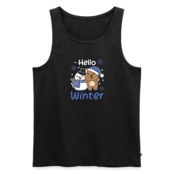 Quokka Hello Winter schneemann schnee weihnachten - Männer Premium Bio Tank Top - Schwarz - Vorne - Michal (187cm)