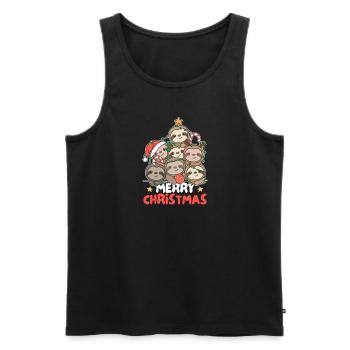 Paresseux arbre de Noël Joyeux Noël - Débardeur bio Premium Homme - noir - Devant - Michal (187cm)