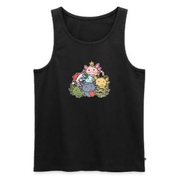 Axolotl Weihnachtsbaum lustige Tier Weihnachten - Männer Premium Bio Tank Top - Schwarz - Vorne - Michal (187cm)