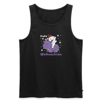 Weihnachts Hippo Eisbär frohe Weihnachten Hippo - Männer Premium Bio Tank Top - Schwarz - Vorne - Michal (187cm)
