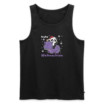 Weihnachts Hippo Panda frohe Weihnachten Hippo - Männer Premium Bio Tank Top - Schwarz - Vorne - Michal (187cm)