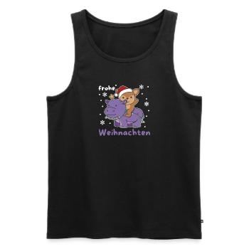 Weihnachts Hippo Reh frohe Weihnachten Hippo Rehe - Männer Premium Bio Tank Top - Schwarz - Vorne - Michal (187cm)