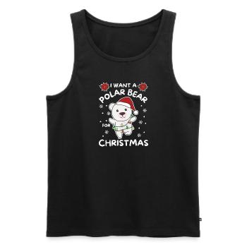Je veux un ours polaire pour Noël mignons ours polaires - Débardeur bio Premium Homme - noir - Devant - Michal (187cm)
