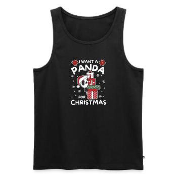 Je veux un panda pour Noël pandas mignons - Débardeur bio Premium Homme - noir - Devant - Michal (187cm)