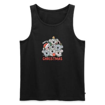 Koala Arbre de Noël Joyeux Noël - Débardeur bio Premium Homme - noir - Devant - AI Model Male 178 light (178cm)