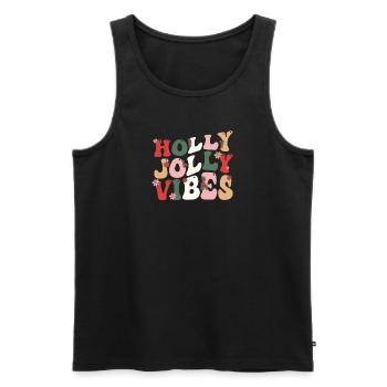 Joyeux Noël groovy rétro Holly Jolly Vibes - Débardeur bio Premium Homme - noir - Devant - Michal (187cm)