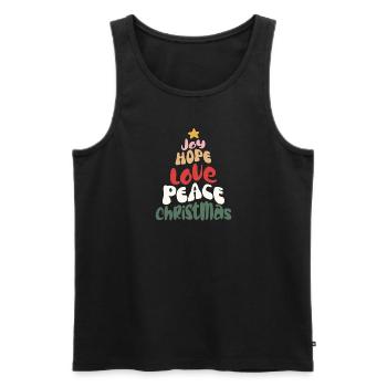Joyeux Noël groovy rétro Love Peace Christmas - Débardeur bio Premium Homme - noir - Devant - Michal (187cm)
