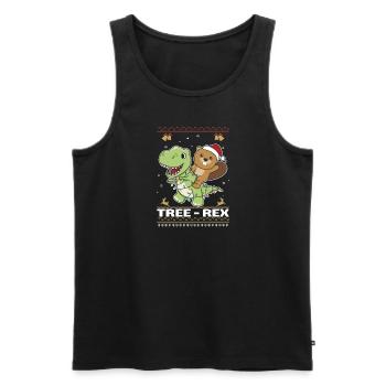 Merry Christmas ugly christmas Beaver Tree Rex - Men's Premium Organic Tank Top - black - Front - Michal (187cm)