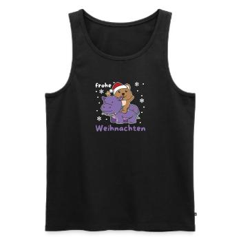 Weihnachts Hippo Quokka frohe Weihnachten Hippo - Männer Premium Bio Tank Top - Schwarz - Vorne - Michal (187cm)