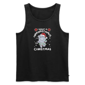 Ich will ein Flusspferd zu Weihnachten süße Hippos - Männer Premium Bio Tank Top - Schwarz - Vorne - AI Model Male 178 light (178cm)