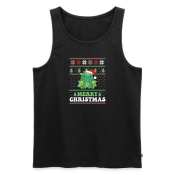 Merry Christmas retro ugly christmas dragon - Men's Premium Organic Tank Top - black - Front - Michal (187cm)