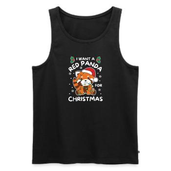 Ich will ein Roter Panda Weihnachten Rote Pandas - Männer Premium Bio Tank Top - Schwarz - Vorne - Michal (187cm)