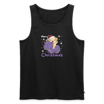 Christmas Hippo Labrador Merry Christmas Dogs - Men's Premium Organic Tank Top - black - Front - Michal (187cm)