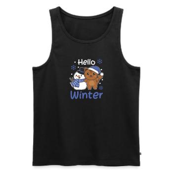 Katze Hello Winter schneemann schnee weihnachten - Männer Premium Bio Tank Top - Schwarz - Vorne - Michal (187cm)