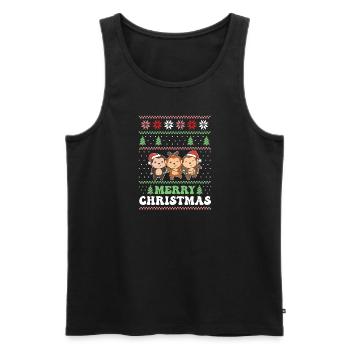 Joyeux Noël rétro moche singes de Noël - Débardeur bio Premium Homme - noir - Devant - Michal (187cm)