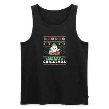 Merry Christmas retro ugly christmas cat - Men's Premium Organic Tank Top - black - Front - AI Model Male 178 light (178cm)