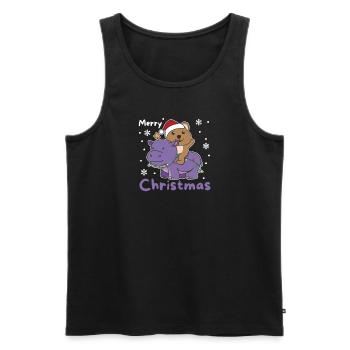 Christmas Hippo Quokka Merry Christmas Hippo - Men's Premium Organic Tank Top - black - Front - Michal (187cm)