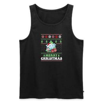 Joyeux Noël rétro moche Noël Axolotl - Débardeur bio Premium Homme - noir - Devant - Michal (187cm)