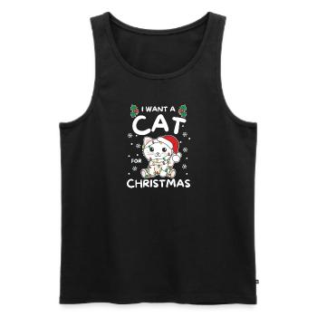 I want a cat for Christmas cute cats - Men's Premium Organic Tank Top - black - Front - AI Model Male 178 light (178cm)